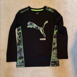 Puma Black and Green Kids Long Sleeve Shirt